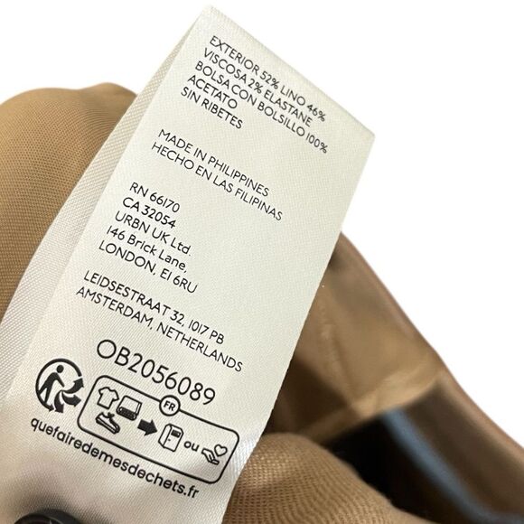 Anthropologie Maeve Avery Trousers Women’s Medium Tan Wide Leg Linen Blend - Picture 13 of 13